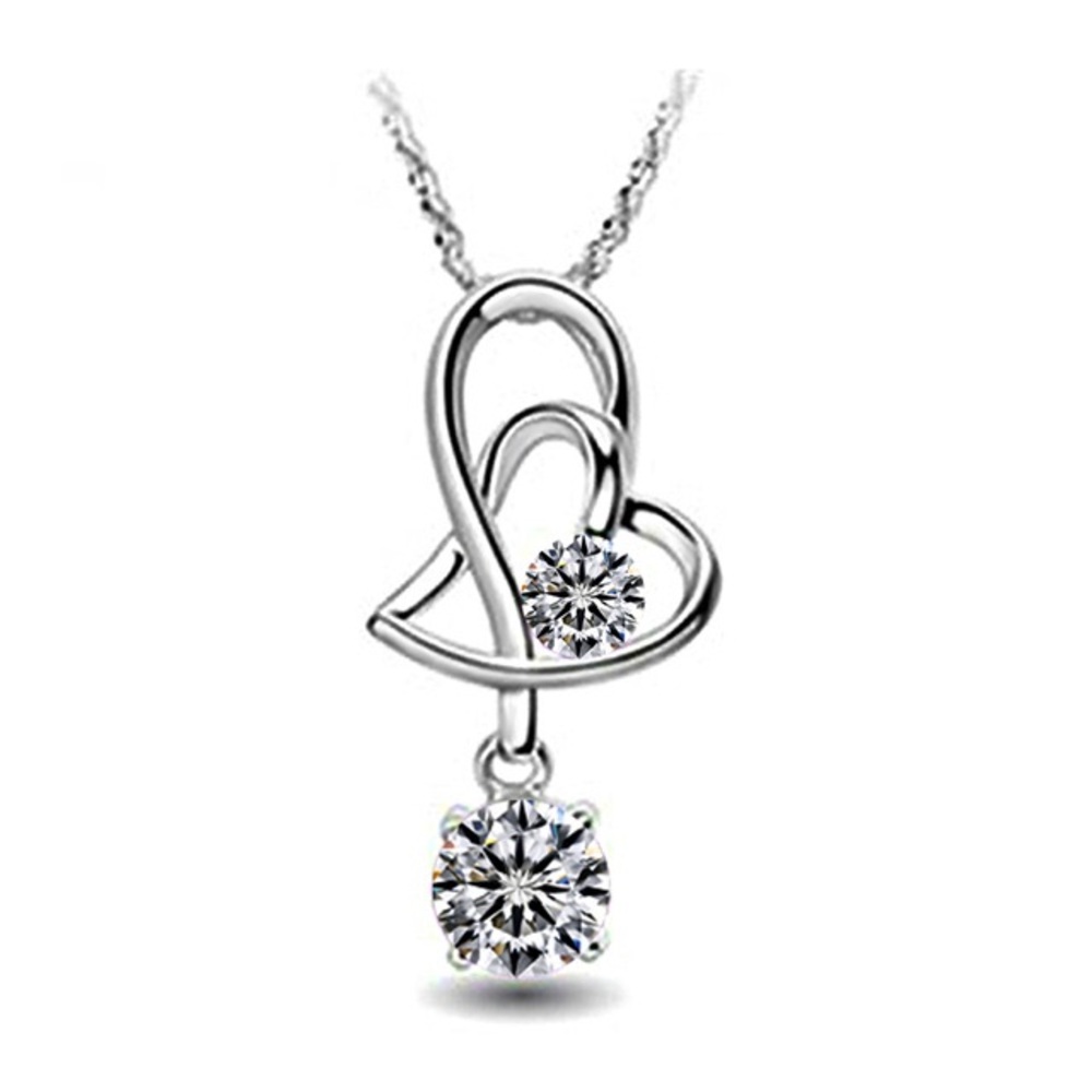 Double Heart Dangle Necklace